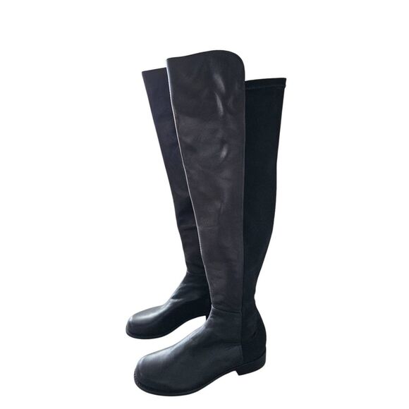 Stuart Weitzman Celia Over The Knee Boots Size 6.5 Black Nappa Leather - Picture 3 of 10